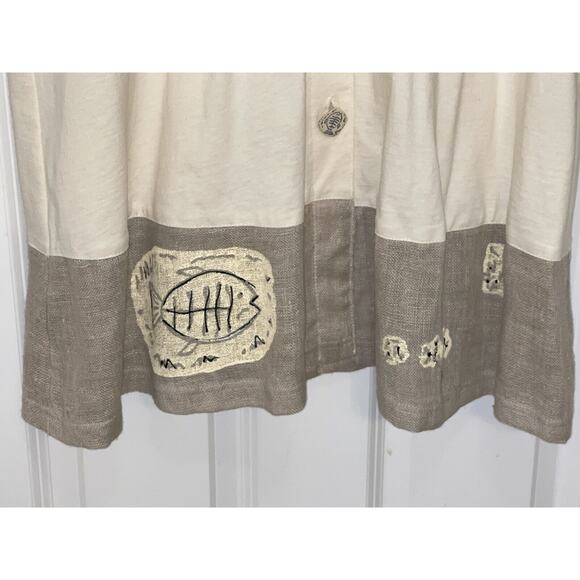 On The Rocks Khaki Linen Shift Dress Women’s Casual Boho Vacation USA Made Large - Picture 5 of 7